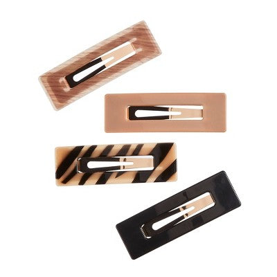 scunci Large Rectangular Fashion Snap Clips - Assorted Colors - All Hair- 4pcs