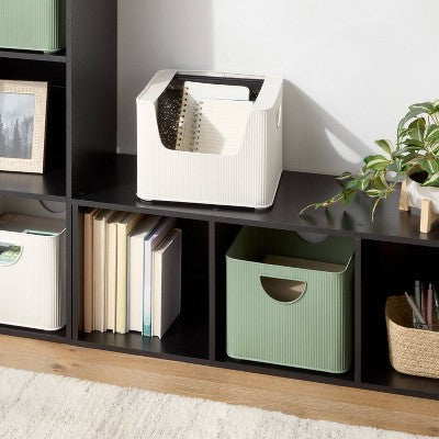 Metal Bin Small Open Front Ivory - Brightroom