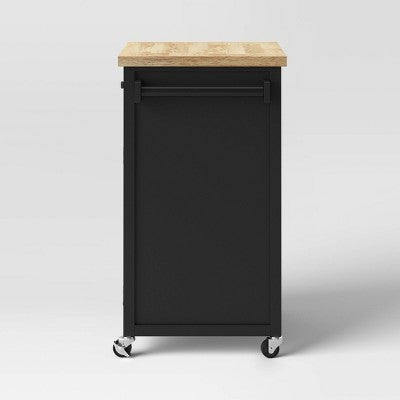 Windham Wood Top Kitchen Cart - Black - Threshold (Assembly required) (LOCAL PICKUP ONLY)