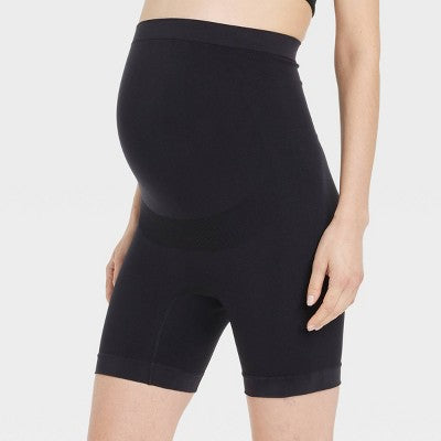 Shapewear Bike Shorts Maternity - Isabel Maternity by Ingrid & Isabel Black XS: Over Belly, Seamless