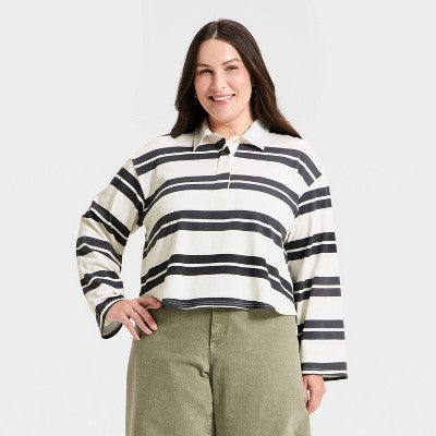 Women's Long Sleeve Button-Down Polo T-Shirt X