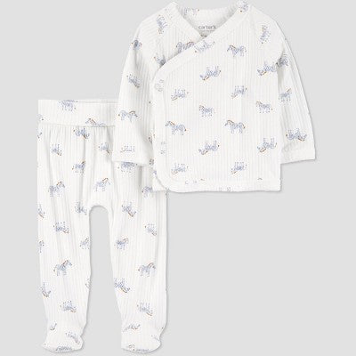 Carter's Just OneBaby Boys' 2pc Zebra Cardigan Set -White Newborn