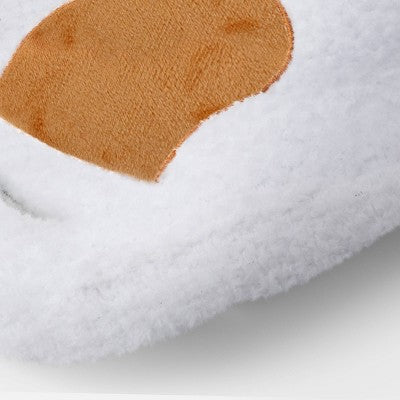 Shaped Christmas Kitty Faux Shearling Throw Pillow Ivory/Brown - Wondershop