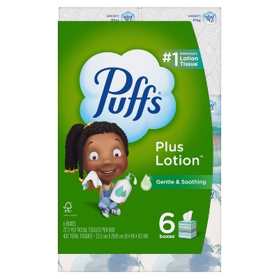 Puffs Plus Lotion Facial Tissue - Exclusive Designs - 6pk/72ct