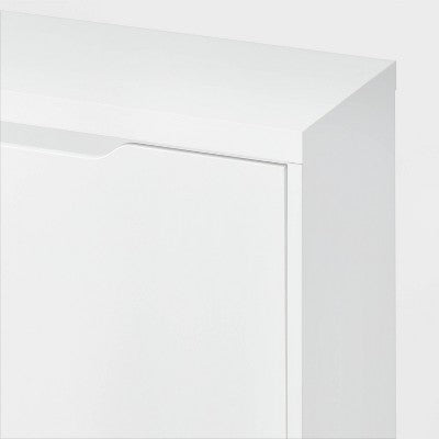 Laminate Pivot Open Shoe Cabinet White - Brightroom: Shoe Organizer, Holds 12 Pairs, Wood Laminate, Freestanding (LOCAL PICKUP ONLY)