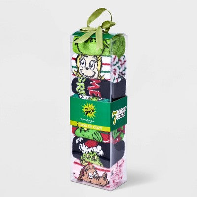 Women's The Grinch 7 Days of Cozy Crew Socks - 4-10