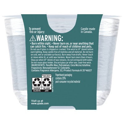 Glade 3 Wick Scented Candle in Glass Jar - Bergamot & Eucalyptus - 6.8oz