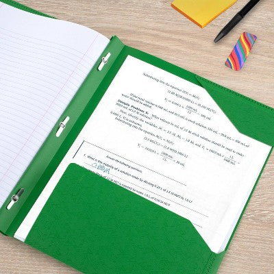 Five Star Pocket and Prong Poly Portfolio Retro Green