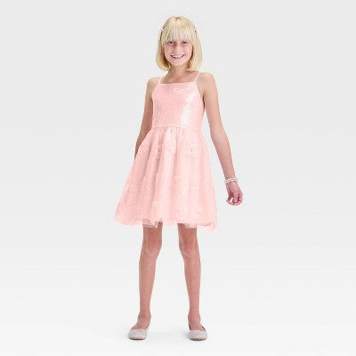 Zenzi Girls' Sequin Tank Dress - Pink S: Lightweight A-Line Mini