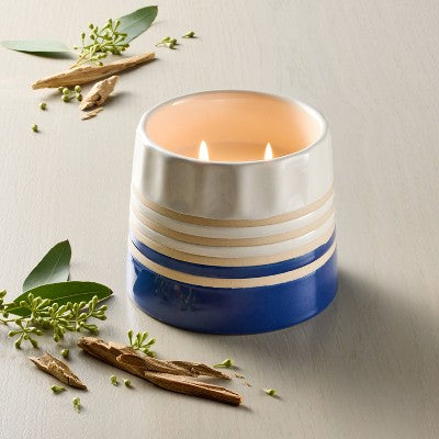 2 Wick Medium Ceramic Seasonal Eucalyptus and Santal Jar Candle 12oz - Hearth & Hand with Magnolia