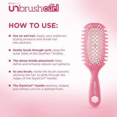 UNbrush Curl Hair Brush - Coral Pink: Detangling Brush, Nylon Bristles