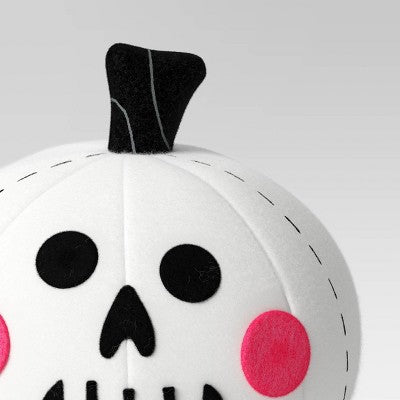 5.5" Felt Pumpkin Skull Halloween Decorative Figurine White - Hyde & EEK! Boutique: Indoor Tabletop Decor