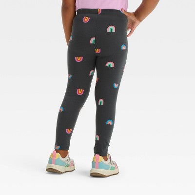 Toddler Girls' Rainbow Printed Leggings - Cat & Jack Charcoal Gray 3T