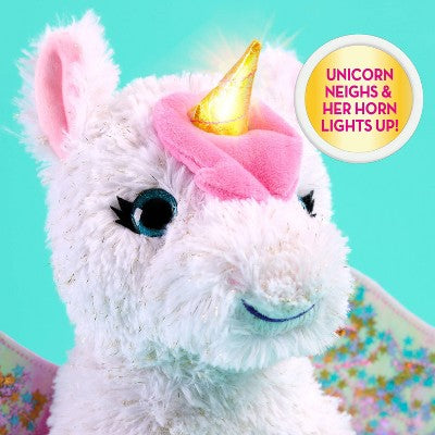Barbie Unicorn Plush Pet Bag Playset 11" Light-Up Unicorn with Backpack and Vet Accessories