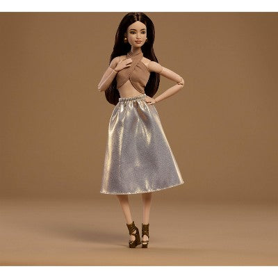 Barbie Basics Collectible Doll Model 06 with Brunette Hair in Shimmery Golden Skirt and Halter