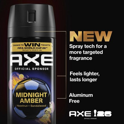 Axe Midnight Amber 72-Hour Premium Body Spray - 2.9oz: Aluminum-Free, Under Arm Application
