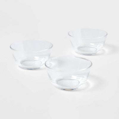 8oz 3pk Plastic Mini Bowls - Room Essentials: Clear Snack Bowls, Dishwasher-Safe, Small Round Dining Set