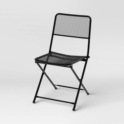 1pc Metal Mesh Outdoor Portable Patio Folding Chair Black - Room Essentials (LOCAL PICKUP ONLY)