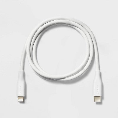 3' Lightning to USB-C Silicone Cable - heyday White