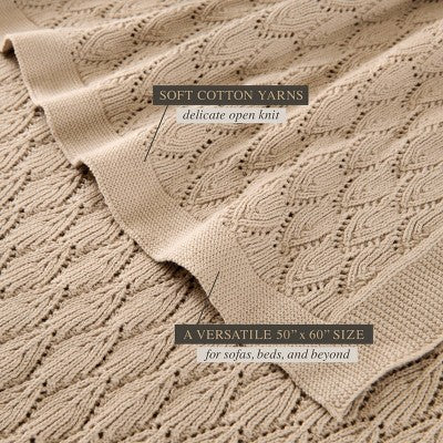 Jeremiah Brent Home Pointelle Throw Blanket Sand