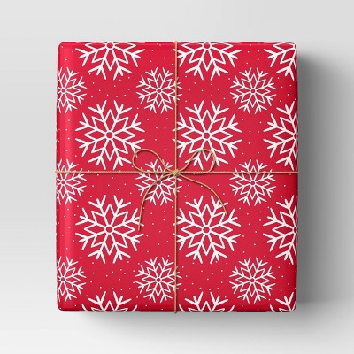 40" 220 sq ft Christmas Roll Wrap White Snowflakes on Red - Wondershop (LOCAL PICKUP ONLY)