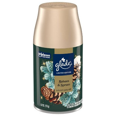 Glade Automatic Air Freshener Room Spray Holiday Scent Refills - Balsam & Spruce - 6.2oz