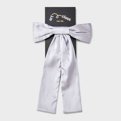 Girls' Satin Bow Barrette - art class Gray