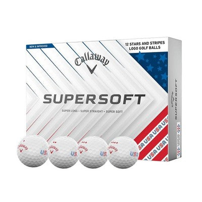 Callaway Super Soft Stars and Stripes Golf Balls - White/Red