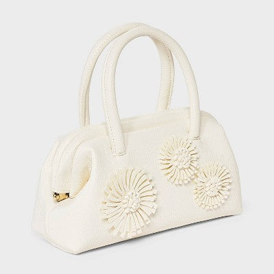 Flower Frame Satchel Handbag - A New Day White