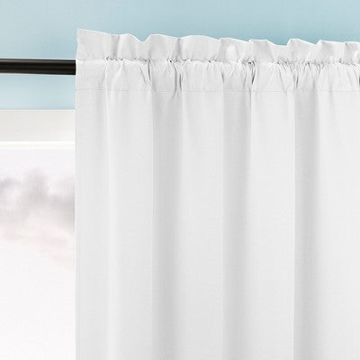40"x84" Sun Zero Doucet Thermal Blackout Rod Pocket Curtain Panel White: Energy Efficient, Noise Reduction, Indoor Use