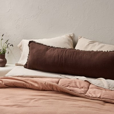 Lumbar Heavyweight Linen Blend Throw Decorative Pillow Dark Fig - Casaluna (LOCAL PICKUP ONLY)