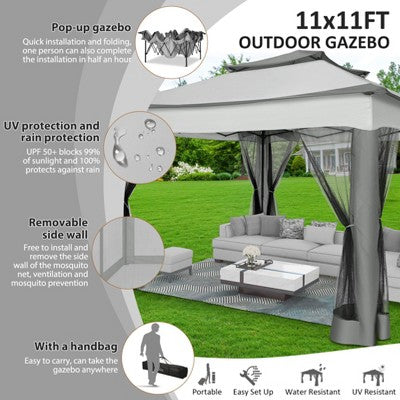 COBIZI Pop Up Gazebo 11x11 One-Push Canopy Tent, Carpas Para Patio (LOCAL PICKUP ONLY)
