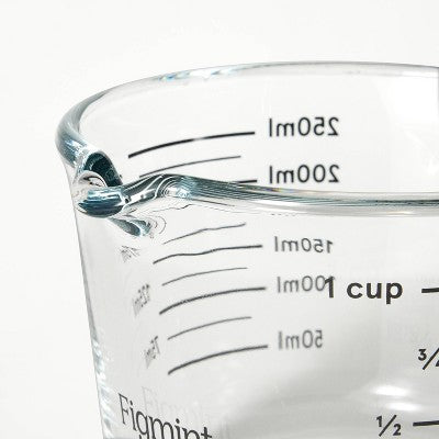 1 Cup Glass Measuring Cup Clear - Figmint: Borosilicate, Microwave & Dishwasher Safe, 8oz Capacity