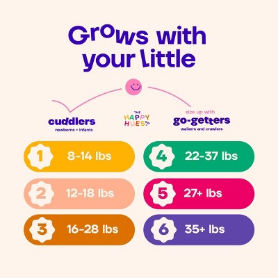 Happy Hues Go-Getters Disposable Diapers - Size 4 - 84ct: Hypoallergenic, Wetness Indicator, Elastic Stretch Sides