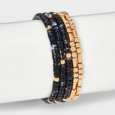 Mixed Beaded Bracelet Set 5pc - Universal Thread Black
