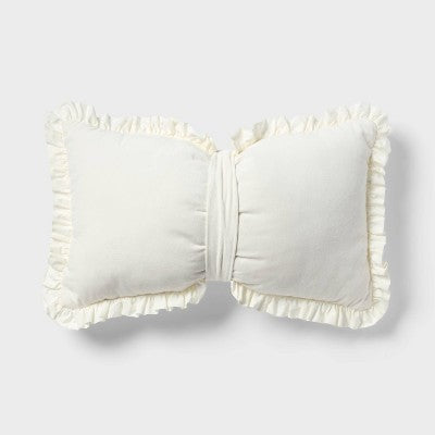 Velvet Bow Kids' Decorative Throw Pillow Cream - Pillowfort (LOCAL PICKUP ONLY)