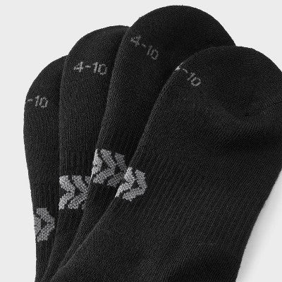 Women's Cushioned Ruffle 3pk Ankle Socks - All In Motion Black 4-10: Arch Support, Knit Fabric