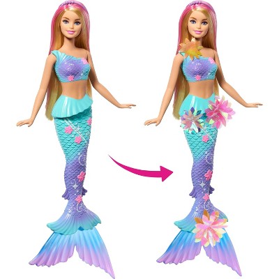 Barbie Flower Magic Mermaid Toy Doll with Surprise Blooming Flowers Feature, Long Blonde Hair with Pink Highlights
