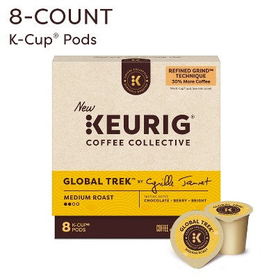 Keurig Coffee Collective Global Trek Medium Roast K-Cup Coffee Pods - 8ct: Arabica Beans, Chocolate, Berry Flavors (LOCAL PICKUP ONLY)