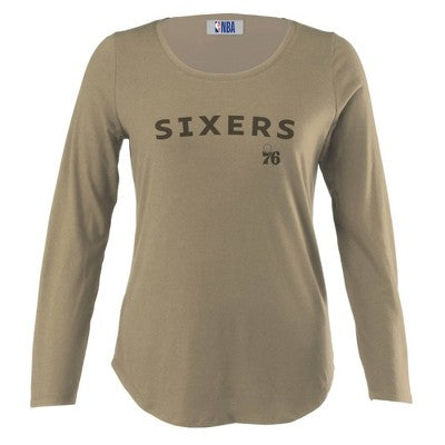 NBA Philadelphia 76ers Women's Sand Long Sleeve Fashion Crew T-Shirt - L