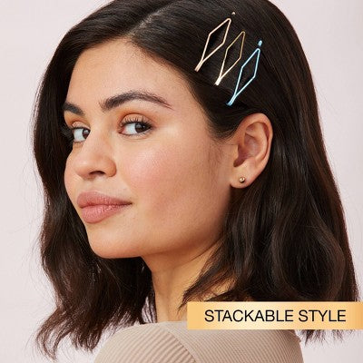 scunci No-Slip Grip Diamond Shaped Bobby Pins - Assorted Colors - 10pcs