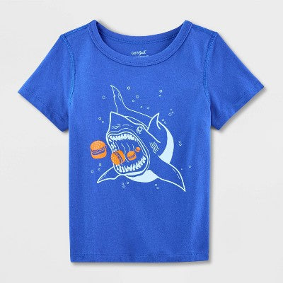 Toddler Adaptive Short Sleeve Hamburger Shark Graphic T-Shirt 2T