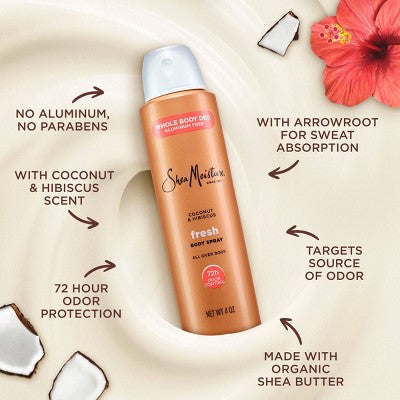 SheaMoisture Whole Body Deodorant Spray - Coconut & Hibiscus, Aluminum Free - 4oz