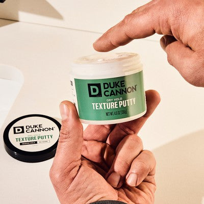 Duke Cannon Supply Co. Dry Hold Texture Putty Hair Pomade for Men - Medium Hold No Shine - 4.6oz