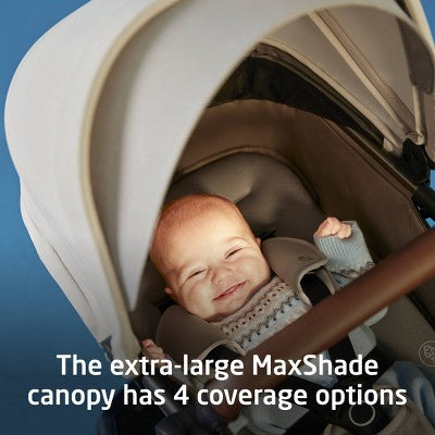 Maxi-Cosi Sienna Modular Travel System - Ecru: Bassinet Reclining Seat, Adjustable Handle, Rubber Tires, 38.8 lb Weight (LOCAL PICKUP ONLY)