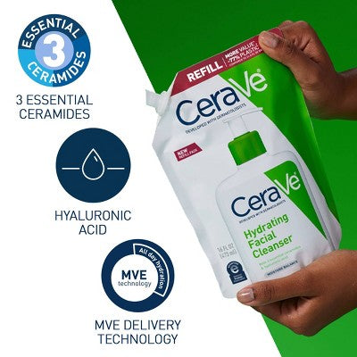 CeraVe Hydrating Face Wash with Hyaluronic Acid and Glycerin for Normal to Dry Skin - Refill - 16 fl oz