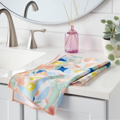 Waffle Abstract Floral Hand Towel Pastel - Room Essentials