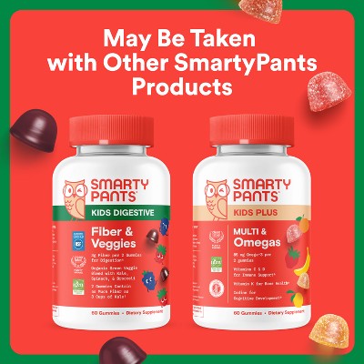 SmartyPants Kids Fiber & Veggies Gummies for Digestive Health, Mixed Berry - 60ct