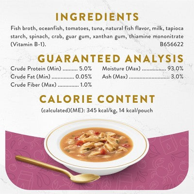 Fancy Feast Broths Lickable Seafood Bisque and Accents of Real Crab Wet Cat Food - 1.4oz