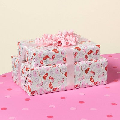 96"x30" Disco Cowboy Birthday Gift Wrapping Paper Pink - Spritz (LOCAL PICKUP ONLY)